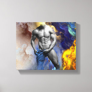 Lienzo Grito de la figura muscular masculina en escala de