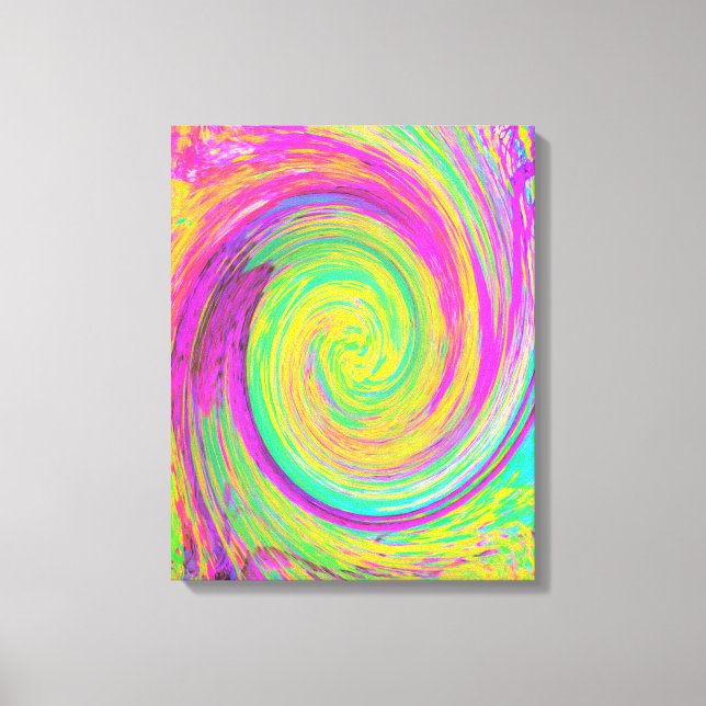 Lienzo Groovy Abstract Púrpura y Amarillo líquido Swirl (Anverso)