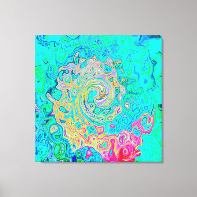 Lienzo Groovy Abstract Retro Arcoiris Liquido Swirl (Anverso)