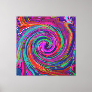 Lienzo Groovy Abstracto Retro Magenta Oscuro Remolino Arc