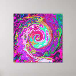 Lienzo Groovy Abstracto Retro Magenta Remolino de Arcoíri