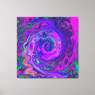 Lienzo Groovy Abstracto Retro Magenta y Remolino de Púrpu