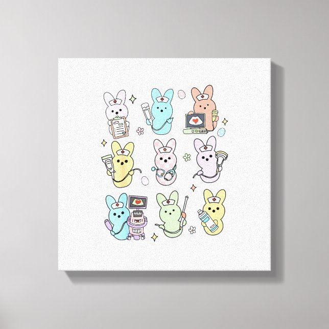 Lienzo Groovy Bunnies Candy Ultrasound Tech Easter Sonogr (Anverso)