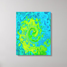 Lienzo Groovy Chartreuse y Aquamarine Liquid Swirl
