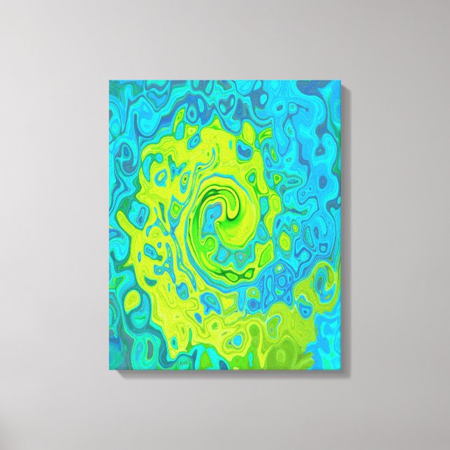 Lienzo Groovy Chartreuse y Aquamarine Liquid Swirl (Anverso)