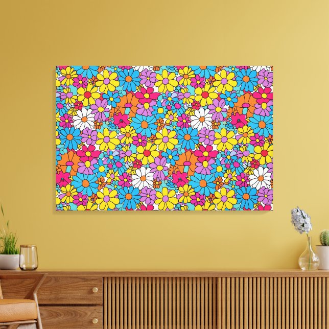 Lienzo Groovy Flowers Doodle (Insitu (Sala de estar))