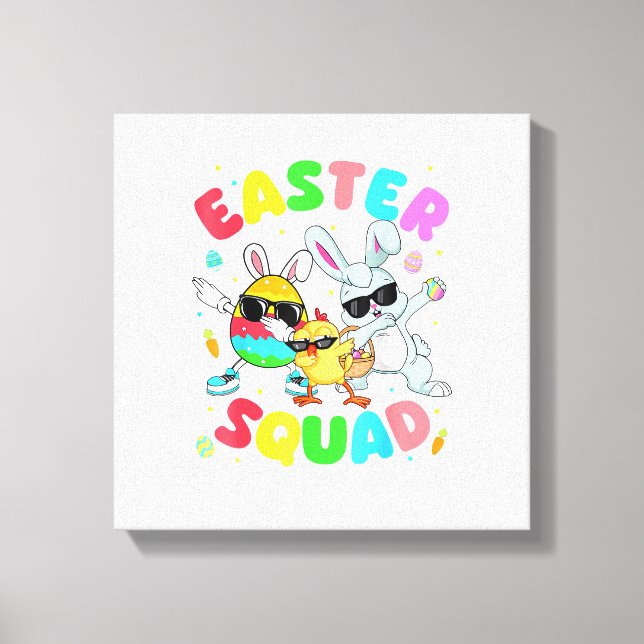 Lienzo Groovy Funny Rabbit Egg Chick Easter Squad Day Men (Anverso)