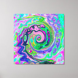 Lienzo Groovy Resumen de Aqua y Navy Lava Swirl