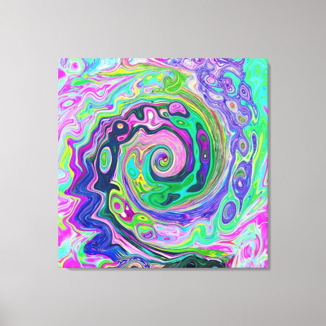 Lienzo Groovy Resumen de Aqua y Navy Lava Swirl (Anverso)