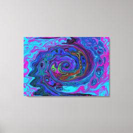 Lienzo Groovy Resumen Retro Azul y Púrpura Swirl