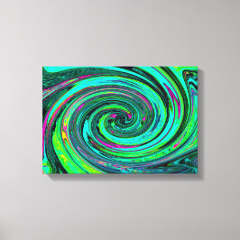 Lienzo Groovy Resumen Retro Green y Magenta Swirl