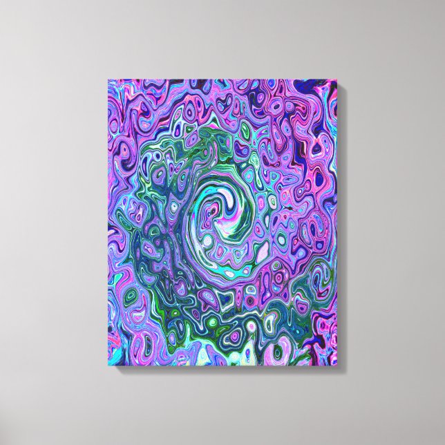Lienzo Groovy Resumen Retro Green y Purple Swirl (Anverso)