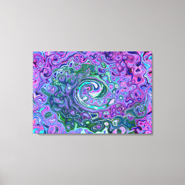 Lienzo Groovy Resumen Retro Green y Purple Swirl