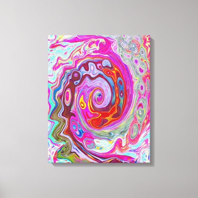 Lienzo Groovy Resumen Retro Pink caliente y Blue Swirl (Anverso)