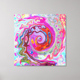 Lienzo Groovy Resumen Retro Pink caliente y Blue Swirl