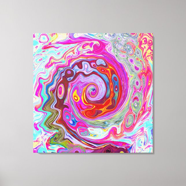 Lienzo Groovy Resumen Retro Pink caliente y Blue Swirl (Anverso)