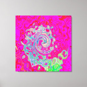 Lienzo Groovy Resumen Verde azulado Azul y Rojo Swirl