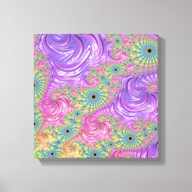 Lienzo Groovy Trippy Boho Jewel Tone Rainbow Fractal (Anverso)