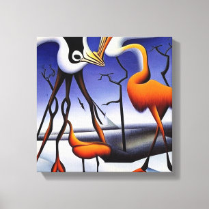 Lienzo Grullas en el paisaje invernal