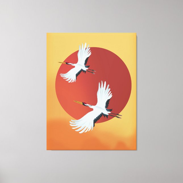 Lienzo Grullas japonesas (Anverso)