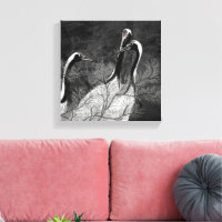 Grullas japonesas modernas en blanco y negro
