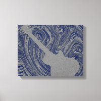 Grunge Guitar Swirls Canvas Print, Azul