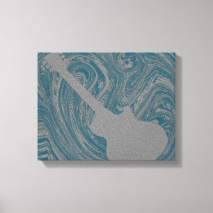Lienzo Grunge Guitar Swirls Canvas Print, Verde azulado