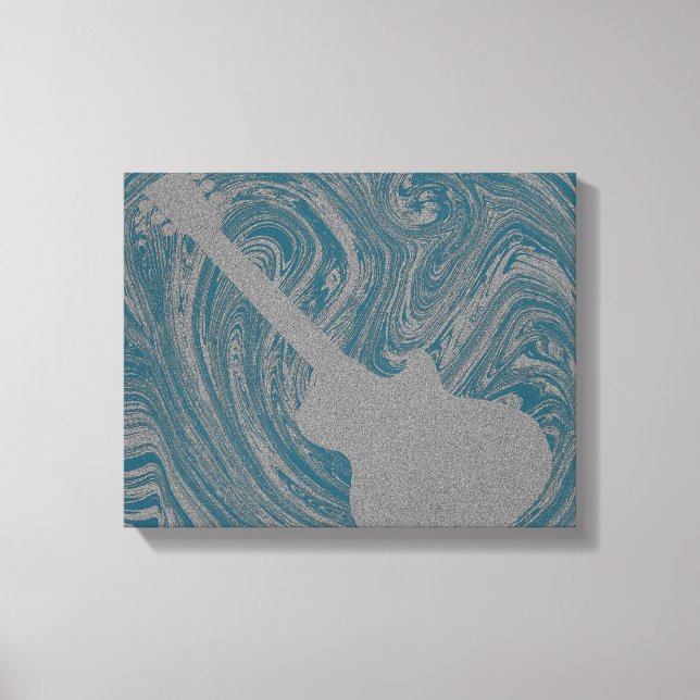 Lienzo Grunge Guitar Swirls Canvas Print, Verde azulado (Anverso)