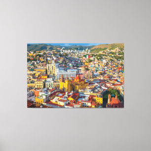 Lienzo Guanajuato, México - Paisaje Urbano Colorido