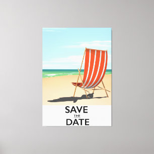Lienzo Guarde el poster de playa vintage de fecha