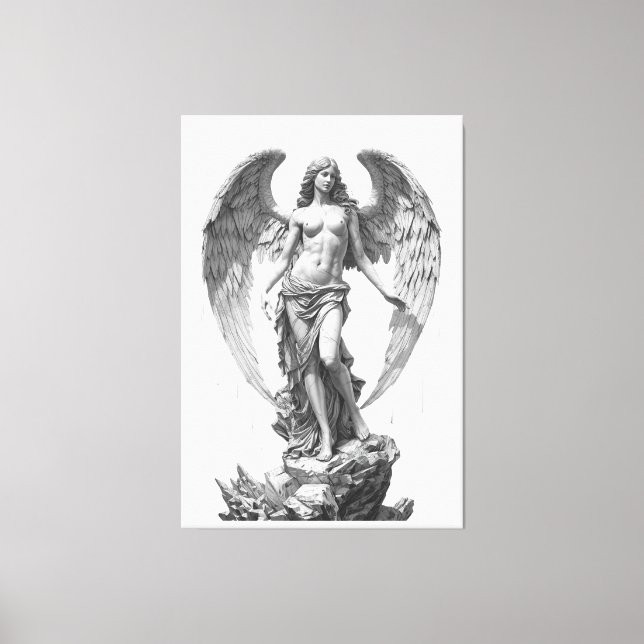 Lienzo Guardian Angel: White Marble Sculpture (Anverso)
