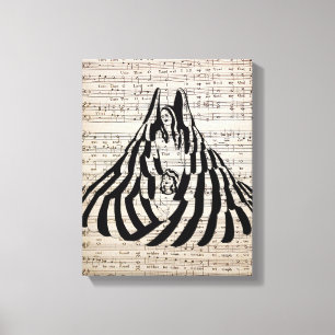 Lienzo Guardian Angel Woman Pequeña Chica partitura de ar