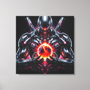 Lienzo Guardián Cósmico Cibernético Abstracto Robot Futur