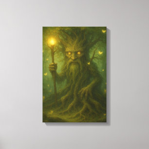 Lienzo Guardián del árbol antiguo con ojos brillantes y p