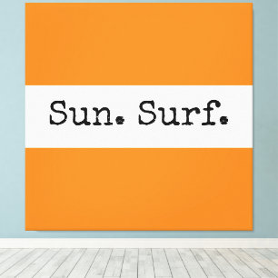 Lienzo Guay Brillante Naranja Rayas Blancas Surf Texto