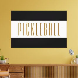 Lienzo Guay Classy Pickleball Text Black White Strips