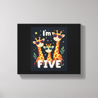 Lienzo Guay Giraffe 5ª fiesta de cumpleaños bebe de 5 año