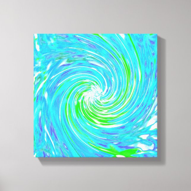 Lienzo Guay Resumen Retro Aqua y Lime Green Swirl (Anverso)
