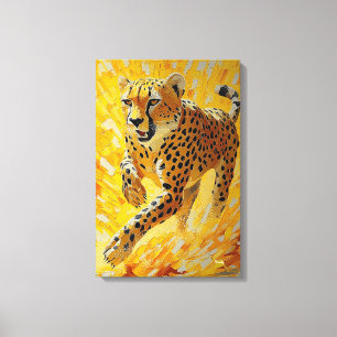 Lienzo Guepardo Corriendo en Estilo Impasto Vibrante