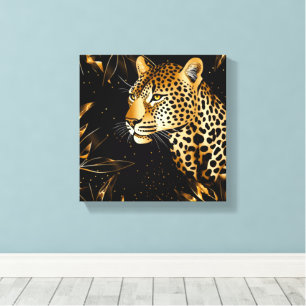 Lienzo Guepardo Leopardo Animal Negro Oro