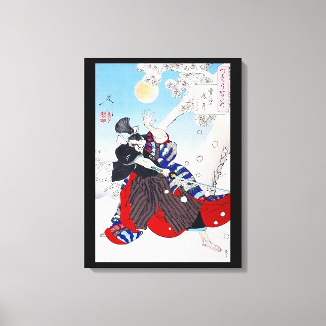 Lienzo Guerrero de Samurai sostiene una Katana, Yoshitosh (Anverso)