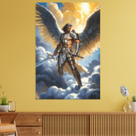 Lienzo Guerrero Dorado del Arcángel Miguel Cielo