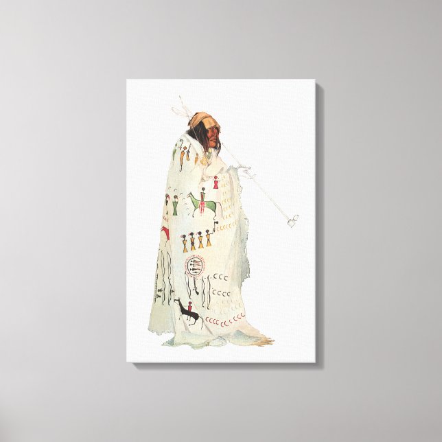 Lienzo Guerrero indio con retrato de tubería por Karl Bod (Anverso)