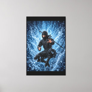 Lienzo Guerrero Ninja en Agua 40x60