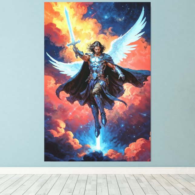 Lienzo Guerrero Skywarden Arcángel Miguel (Insitu (piso de madera))