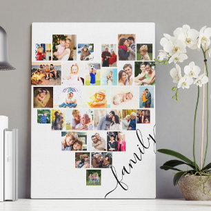 Lienzo Guión de familia de Collage de fotos en forma de c
