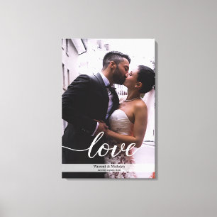 Lienzo Guión de foto de boda de recién casados personaliz