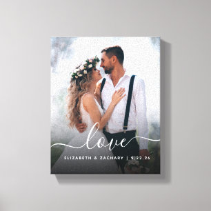 Lienzo Guion de foto de boda personalizada amor blanco