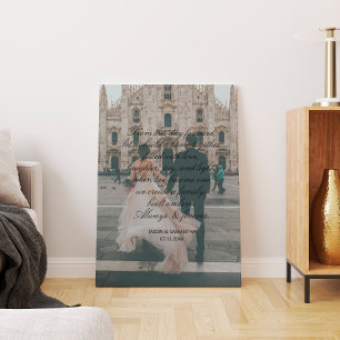 Lienzo Guion de regalo de boda con foto grande Caligrafía