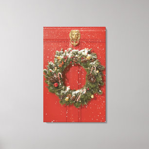 Lienzo Guirnalda del navidad que cuelga en una puerta